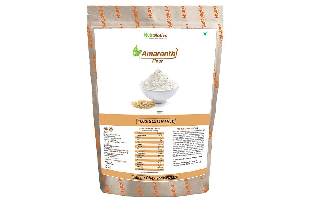 NutroActive Amaranth Flour Gluten Free (Rajgira Atta)   Pack  850 grams